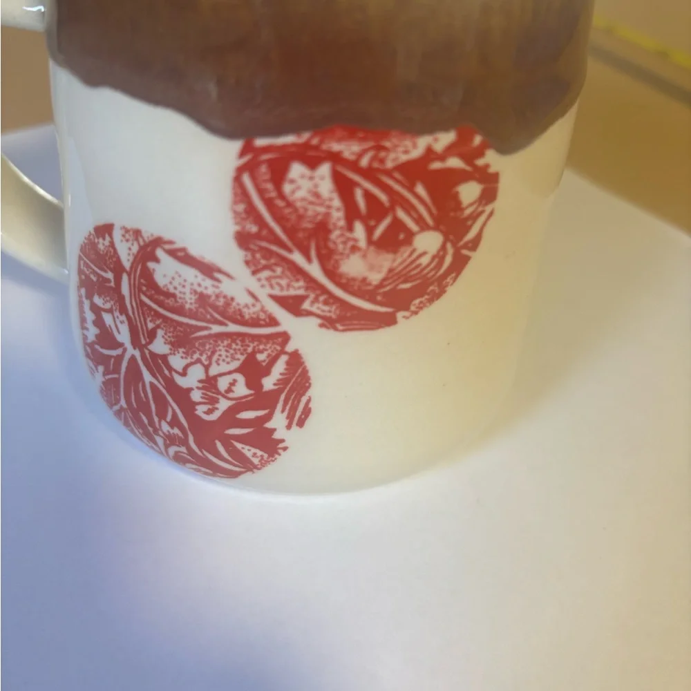 Studio pottery handmade stenciled coffee mug
